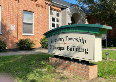 Township building sign and building facade